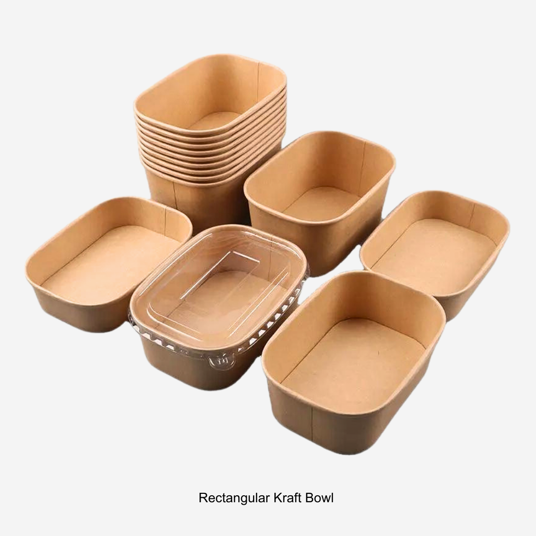 Rectangular Kraft paper bowl is a versatile packaging solution for all your food serving requirements.