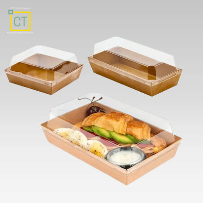 Kraft Paper Food Tray w PET Lid | CT Foodware