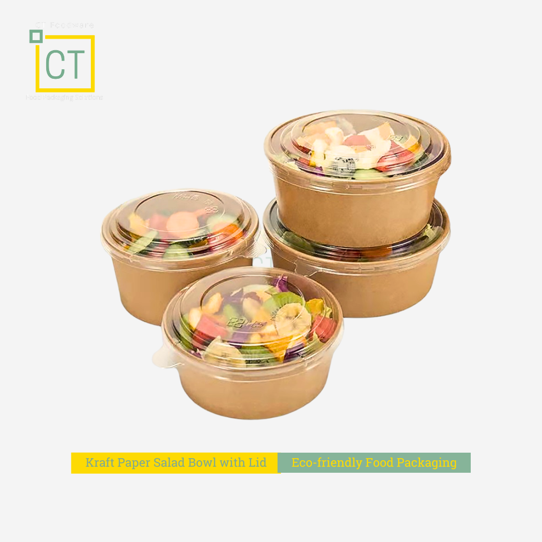 Kraft Paper Salad Bowl with Lid