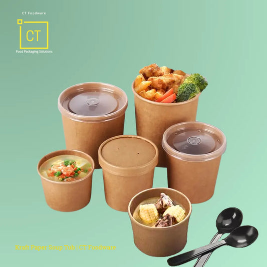 Kraft Paper Soup Tub & Lid | CT Foodware | Food Packaging