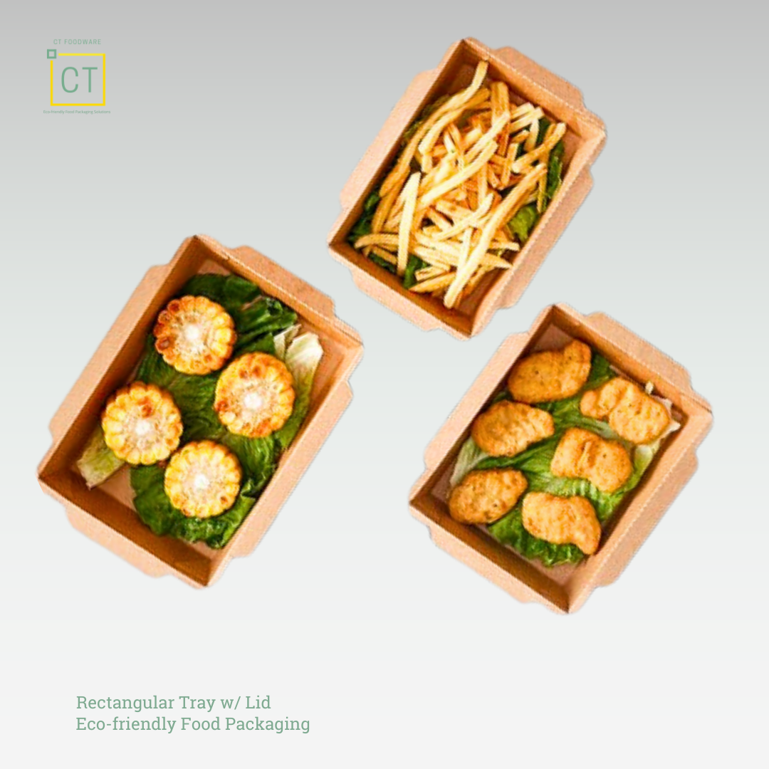 Rectangular Tray with Lid | CT Foodware | Eco-friendly  Food Packaging